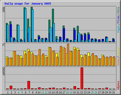 Daily usage for January 2025